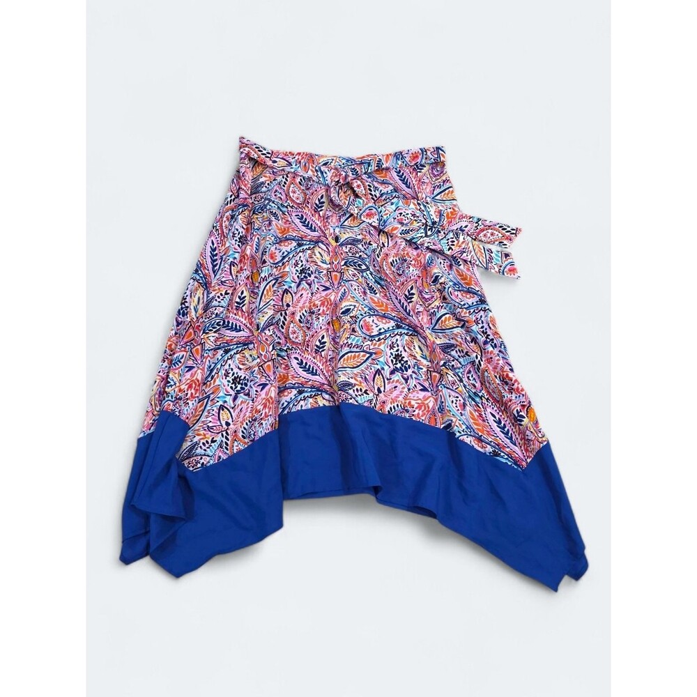 Cupio Boho Paisley Print Handkerchief Hem Midi Skirt - Size XL Summer